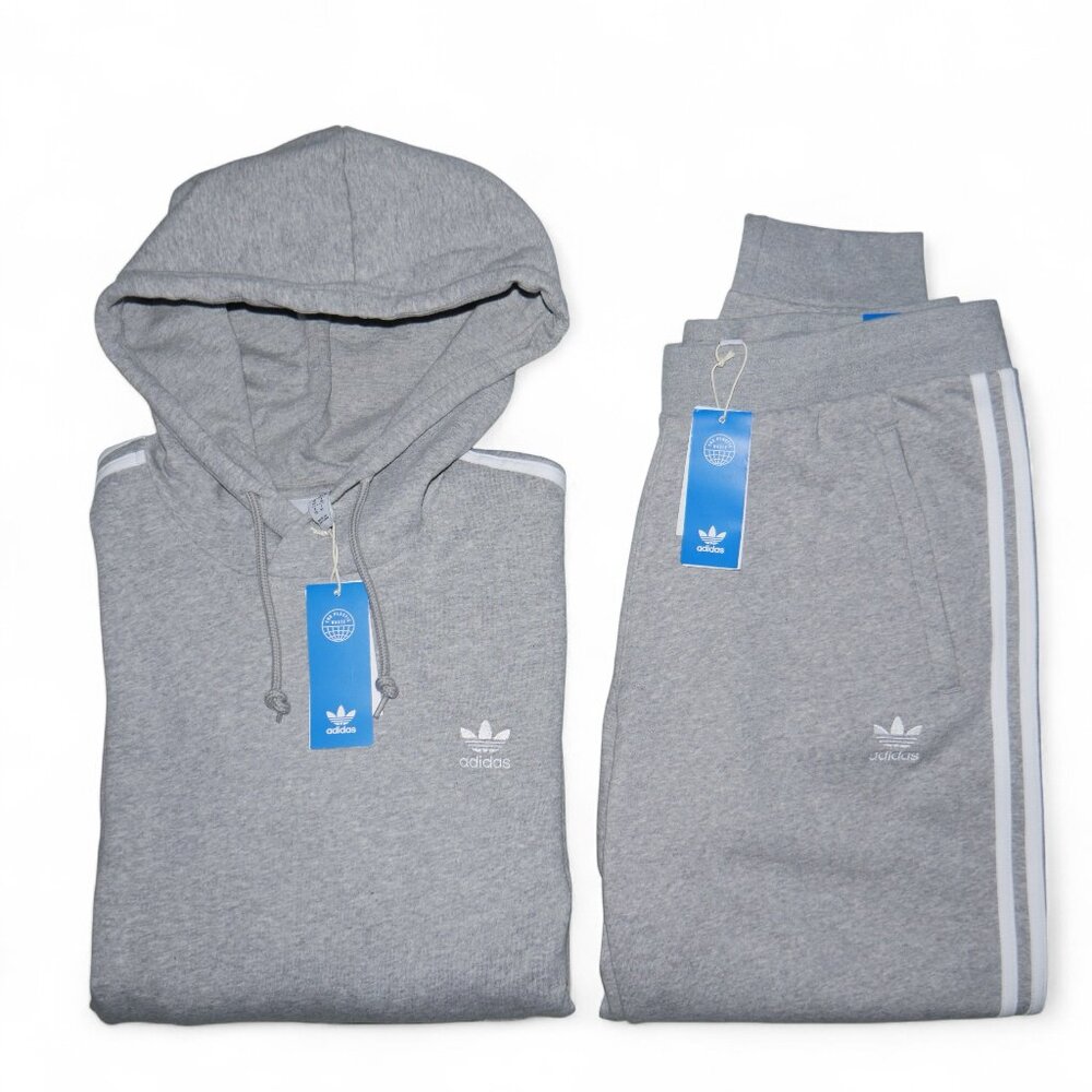 Adidas Originals 2 PC Sweatsuit Men's Size XL Fleece 3 Stripe Tracksuit NWT
